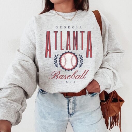 Atlanta Baseball Vintage Unisex Sweatshirt, Retro Preppy Crewneck, Aesthetic Hoodie, Cute Modern Women Crew