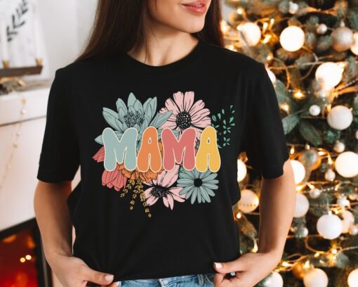 Retro Floral Mama T-shirt, Mom Shirt for Mom for Mother's Day, Mama T-shirt, Shirt for Mom for Mother's Day, Mama T-Shirt