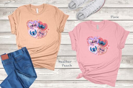 Happy Valentine’s Day Shirt, Valentine StitchShirt, Stitch and Angel Shirt, Disney Valentine Shirt