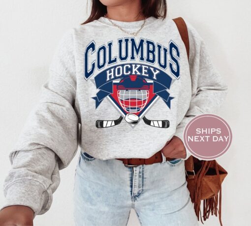 Columbus Sweatshirt - Columbus Hockey Sweatshirt - Retro Columbus Hockey Crewneck - Ice Hockey Sweatshirt - Vintage