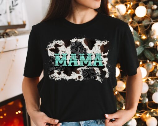 Mama Shirt for Mom, Cow Print Shirt, Western Shirt, Mama Cow Print Tshirt for Mothers Day Gift, Country Mama T Shirt Cow Shirt, Mama Tee