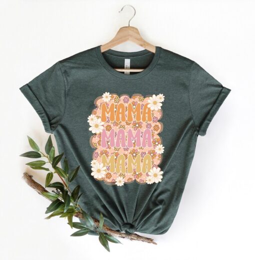 Floral Retro Mama Shirt, Summer Mama Shirt, Boho Mama Tee, Girl Mom Shirt, Mommy Shirt, Gift for Mom, Mothers Day,Mom Life Shirt,Mom to be