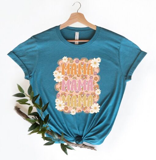 Floral Retro Mama Shirt, Summer Mama Shirt, Boho Mama Tee, Girl Mom Shirt, Mommy Shirt, Gift for Mom, Mothers Day,Mom Life Shirt,Mom to be