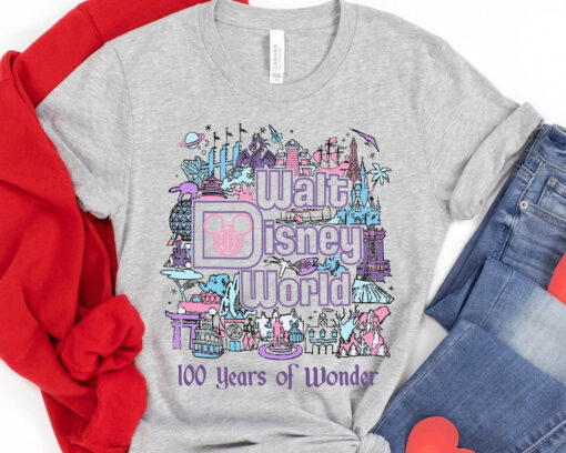 Disney 100 Years Of Wonder Walt Disney World Shirt / Disneyland 100Th Anniversary Platinum Celebration Tee