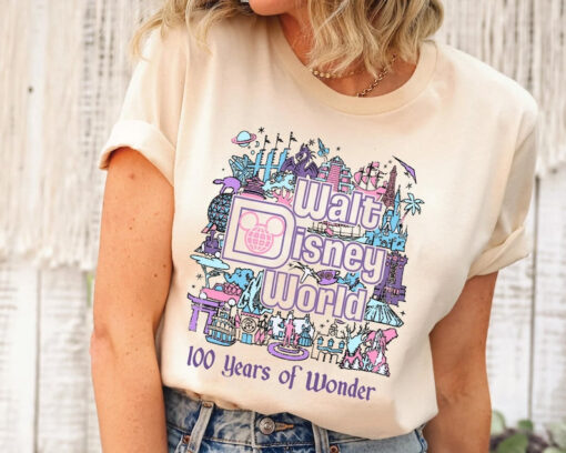 Disney 100 Years Of Wonder Walt Disney World Shirt / Disneyland 100Th Anniversary Platinum Celebration Tee