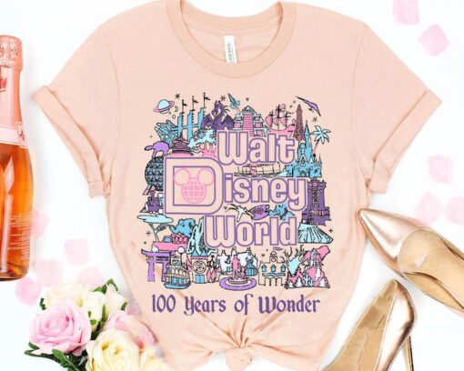 Disney 100 Years Of Wonder Walt Disney World Shirt / Disneyland 100Th Anniversary Platinum Celebration Tee