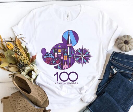 Mickey Mouse Castle Disney 100 Years Of Wonder Shirt, Disneyland 2023 Trip 100th Anniversary, Disney 100 Outfits