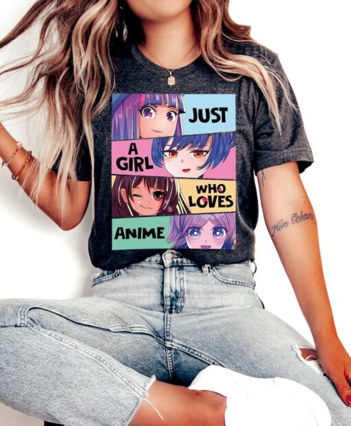 Just A Girl Who loves Anime shirt, Anime Lover Tshirt, Gift For Anime Lover, Cool Anime T-shirt, Anime Clothing