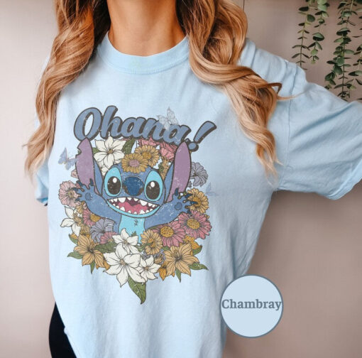 Disney Stitch Ohana Shirt, Ohana Means Shirt, Floral Disney Shirt, Disneyland Shirt, Disney Family Vacation