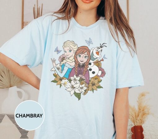 Disney Floral Elsa Princess Shirt, Frozen Elsa Woman's Shirt, Gift for her, Disneyland Shirt, Disney Woman Shirt