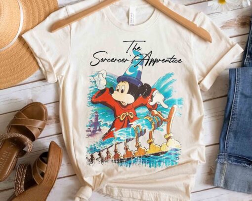 Disney Fantasia Sorcerer Mickey Mouse Magic Wizard Stay Magical Retro Shirt, Fantasmic Hollywood Studios Vacation Gift