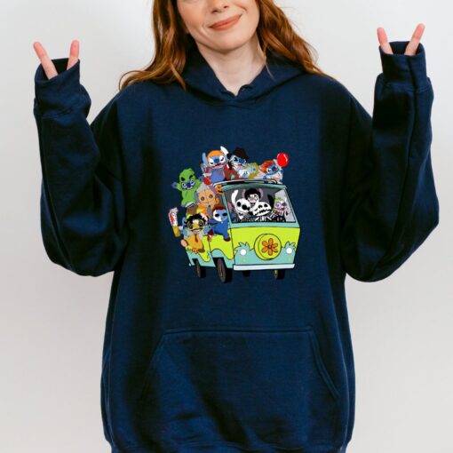 Halloween Stitch Sweatshirt, Horror Movie Characters Stitch Sweatshirt Hoodie Sweatshirt, Stitch Get In Loser Sweatshirt, Halloween Party