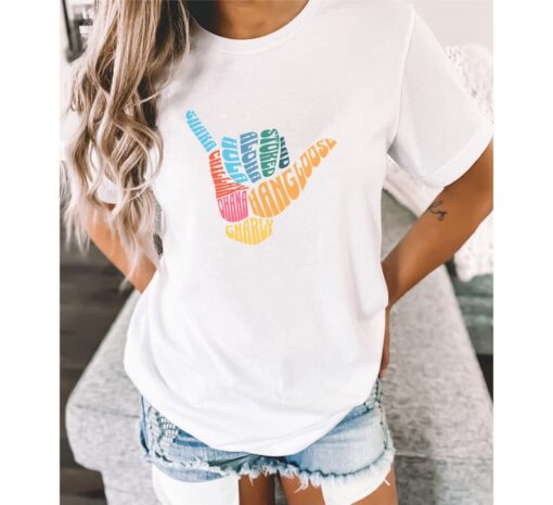 Shaka Hand T-Shirt: Ohana, Aloha, and Chillax Vibes - Outdoor Shirt - Beach, SUP, Surf, Beach Shirt, Adventure Shirt