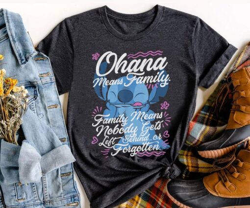 Cute Stitch Floral Ohana Means Family Shirt / Lilo & Stitch Jun 26th T-shirt / Stitch Day 626 Tee / Walt Disney World