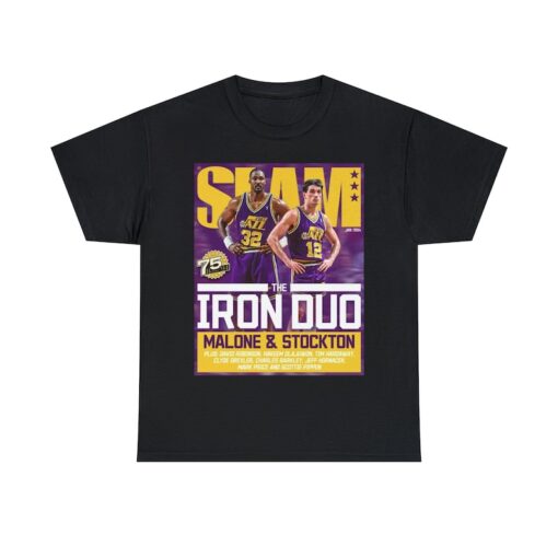 John Stockton and Karl Malone Utah Jazz NBA Slam Cover Tee Shirt