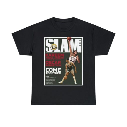 Kareem Abdul-Jabbar and Oscar Robertson Milwaukee Bucks NBA Slam Cover Tee Shirt