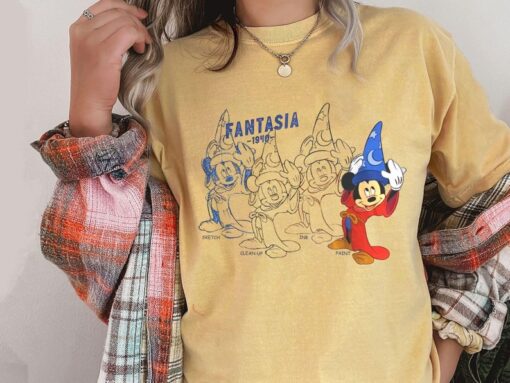 Disney Fantasia Sorcerer Mickey Mouse 1940 Sketch Art T-shirt, Disney World Disneyland Family Vacation, Magic Kingdom, Disney Birthday Gift