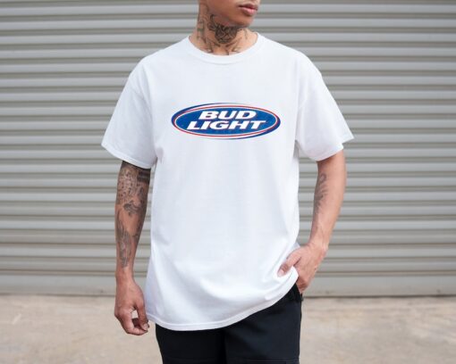 Bud Light Beer Graphic Gift for Him White Tee T-shirt