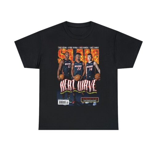 NBA Miami Heat Wave Bam Adebayo Jimmy Butler Tyler Herro SLAM Cover Tee Shirt