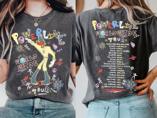 Disney A Goofy Movie Powerline World Wide Tour 2 Sided Shirt, Vintage Disney T-shirt