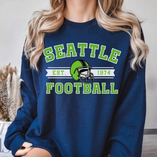 Seattle Football Crewneck, Seahawks Sweatshirt, Vintage Seattle Football Crewneck Sweatshirt, Seattle T-Shirt