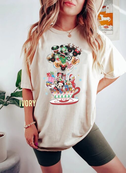 Disney Teacup Christmas Shirt, Mickey And Friends Christmas Shirt, Disney Balloons Christmas Shirt, Disneyworld Christmas, Disney Family Tee