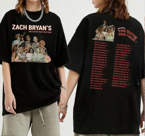 Zach Graphic Bryan's The Quittin Time Tour 2023, Bryan Tracklist 2side tshirt Gift for men women unisex tshirt