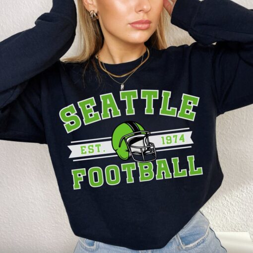 Seattle Football Crewneck, Seahawks Sweatshirt, Vintage Seattle Football Crewneck Sweatshirt, Seattle T-Shirt