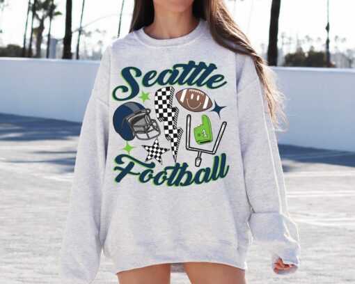 Retro Seattle Football Crewneck Sweatshirt / T-Shirt, Seahawk Sweatshirt, Vintage Seattle Football Crewneck Sweatshirt