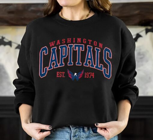 Vintage Washington Capitals Sweatshirt, Capitals Tee, Hockey Sweatshirt, Retro Sweater, Hockey Fan Shirt