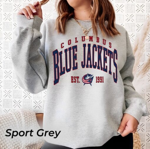 Vintage Sweatshirt, Colum.bus Blue Jackets Shirt, Blue Jac.kets Tee, Hockey Sweatshirt, College Sweater