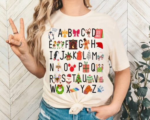 Teacher shirt,Christmas Alphabet shirt,Christmas Teacher tshirt,Santa' s favorite teacher,Christmas Classroom