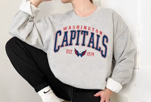 Vintage Washington Capitals Sweatshirt, Capitals Tee, Hockey Sweatshirt, Retro Sweater, Hockey Fan Shirt