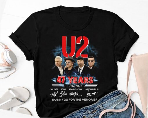 47 Years U2 Tour Band Signatures Shirt, U2 Band Concert Merch Shirt, Achtung Baby 2023 Tour Shirt