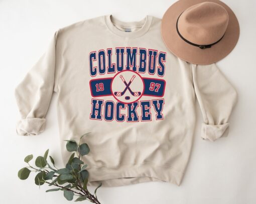 Columbus Blue Jacket Sweatshirt Retro Distressed Crewneck Throwback T-Shirt Vintage Hoodie Gift For Ice Hockey Fan Game