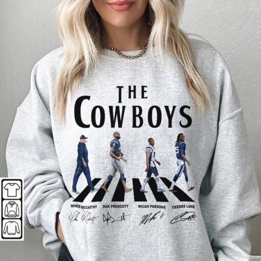 Cowboys Walking Abbey Road Signatures Football Shirt, Mike McCarthy, Dak Prescott, Micah Parsons, CeeDee Lamb