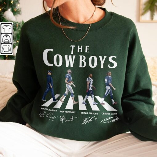 Cowboys Walking Abbey Road Signatures Football Shirt, Mike McCarthy, Dak Prescott, Micah Parsons, CeeDee Lamb