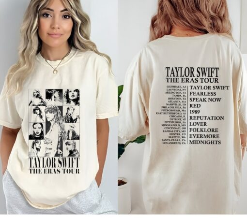 Taylor Swift The Eras Tour Shirt, Two Sided Eras Concert Shirt, Custom Text Shirt, Personalized Text Shirt