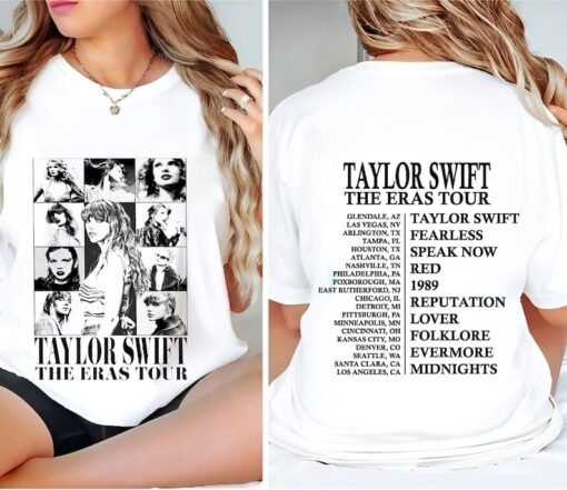 Taylor Swift The Eras Tour Shirt, Two Sided Eras Concert Shirt, Custom Text Shirt, Personalized Text Shirt