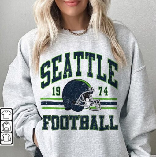 Seattle Football Sweatshirt, Shirt Retro Style 90s Vintage Unisex Crewneck, Graphic Tee Gift For Football Fan Sport