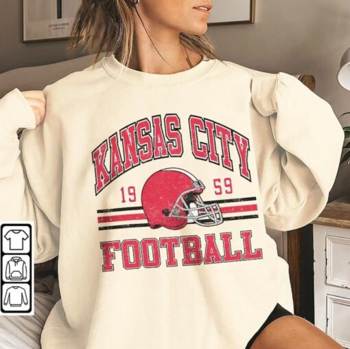 Vintage Kansas City Football Sweatshirt, Shirt Retro Style 90s Vintage Unisex Crewneck