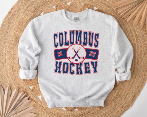 Columbus Blue Jacket Sweatshirt Retro Distressed Crewneck Throwback T-Shirt Vintage Hoodie Gift For Ice Hockey Fan Game