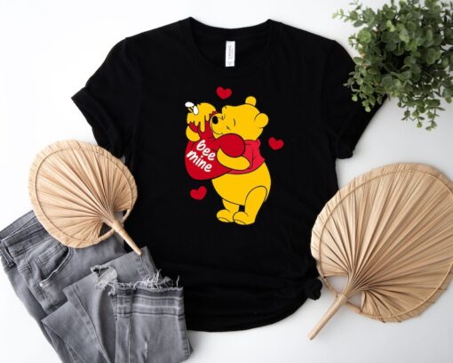 Valentine Pooh Bee Mine Shirt, Valentine Disney Characters T-Shirt, Valentine's Day Shirt, Disney Family Matching Tee, Valentine Disney Tee