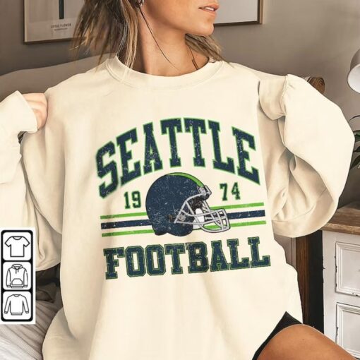 Seattle Football Sweatshirt, Shirt Retro Style 90s Vintage Unisex Crewneck, Graphic Tee Gift For Football Fan Sport