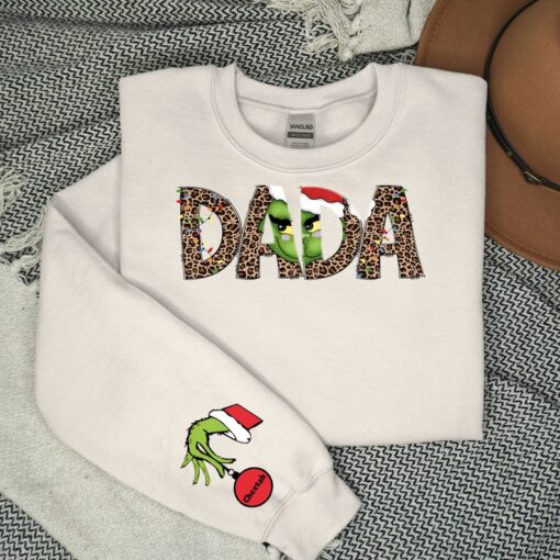 Custom Grinch Sweatshirt, Christmas Kids Names Shirt, Mama christmas gift, Matching Xmas family pajamas