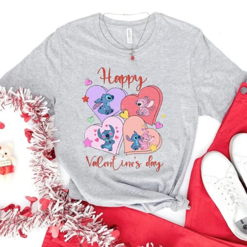 Comfort Colors® Stitch And Angel Happy Valentine's Day Shirt, Matching Valentine's Day, Gift For Couple