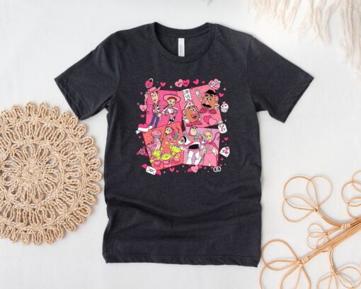 Valentine Toy Story Shirt, Valentine Disney Characters Pink T-Shirt, Valentine's Day Shirt, Disney Matching Shirt