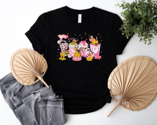 Valentine Disney Pluto Coffee Shirt, Valentine Pluto Pink T-Shirt, Disney Love Shirt, Disney Coffee Tee, Valentine Matching Shirt