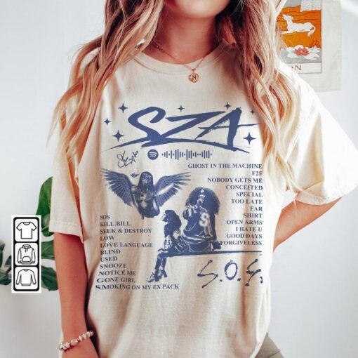 Sza Good Days SOS Album 90s Rap Music Shirt, Bootleg Rapper Album Vintage Y2K Sweatshirt