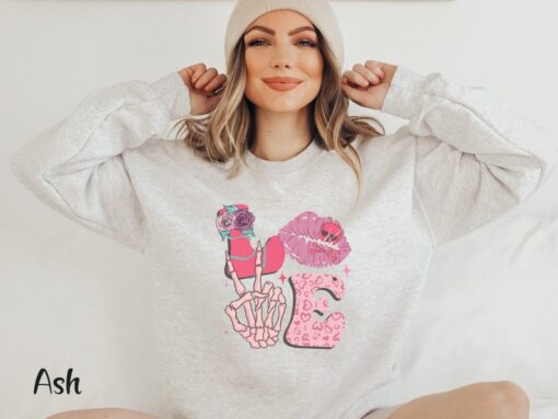 Valentine Love Sweatshirt Valentine Skeleton Sweatshirt Spooky Valentine Day Shirt Anti Valentine Sweatshirt Cute Valentine Tshirt Vday Gift